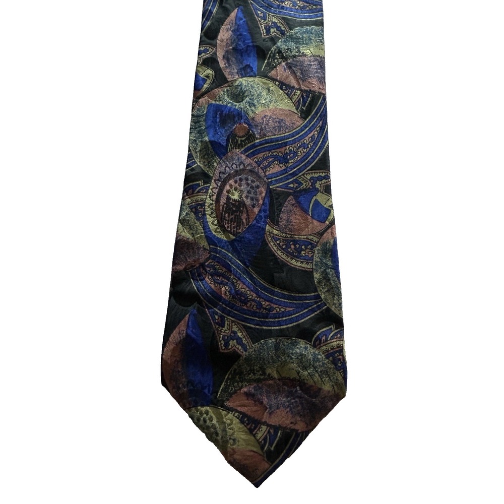 Hand-Sewn in Italy for Nordstrom Silk Mens Tie Abstract Design 4"x58.25" Vintage